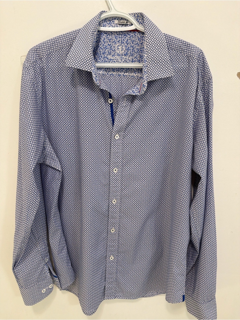 Bugatchi Navy and White Micro-Pattern Dress Shirt